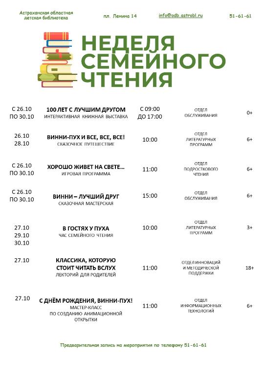 Неделя семейного чтения «100 лет с лучшим другом: юбилей Винни‑Пуха» в Областной детской библиотеке!